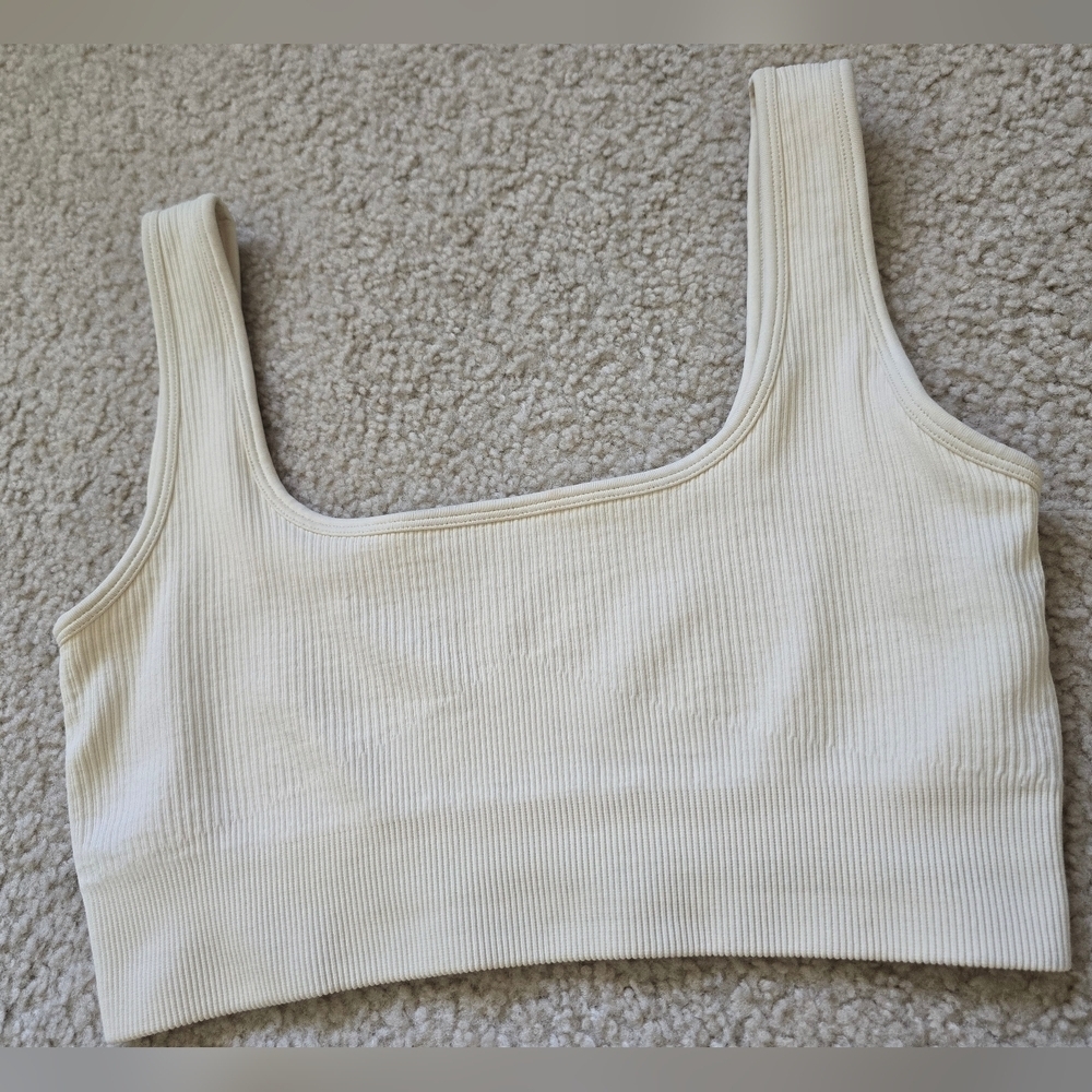 🌈 OQQ 🐬 Nylon Spandex Square Neckline Ribbed Cropped Tank